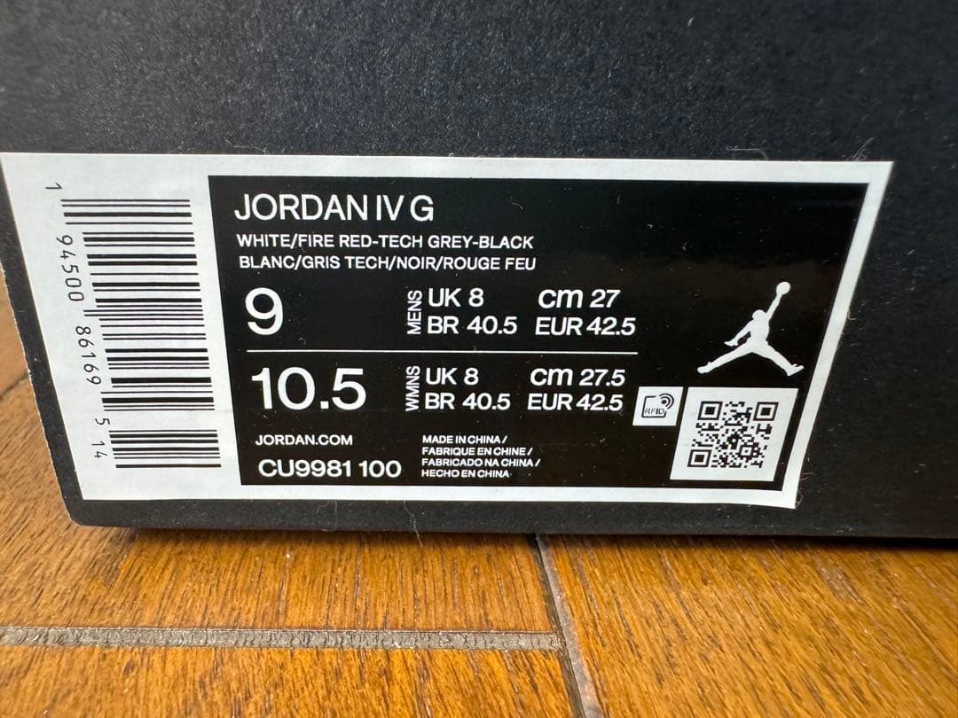 【未使用品】 AIR JORDAN 4 GOLF ホワイトセメント 27cm