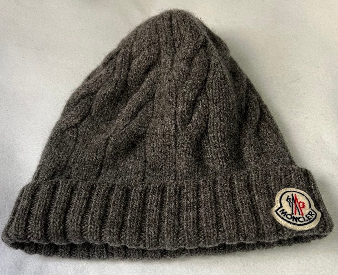 MONCLER ケーブル編み ビーニー グレー